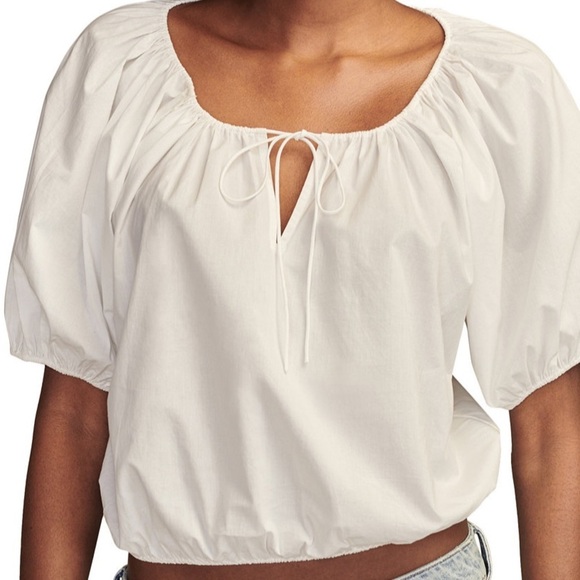 Brand New With Tags Lucky Brand White Cotton Poplin Top Size XL - Picture 2 of 3